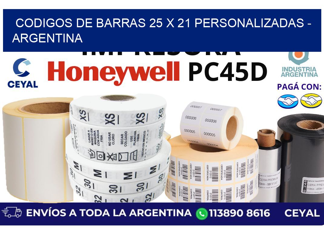 codigos de barras 25 x 21 personalizadas – Argentina