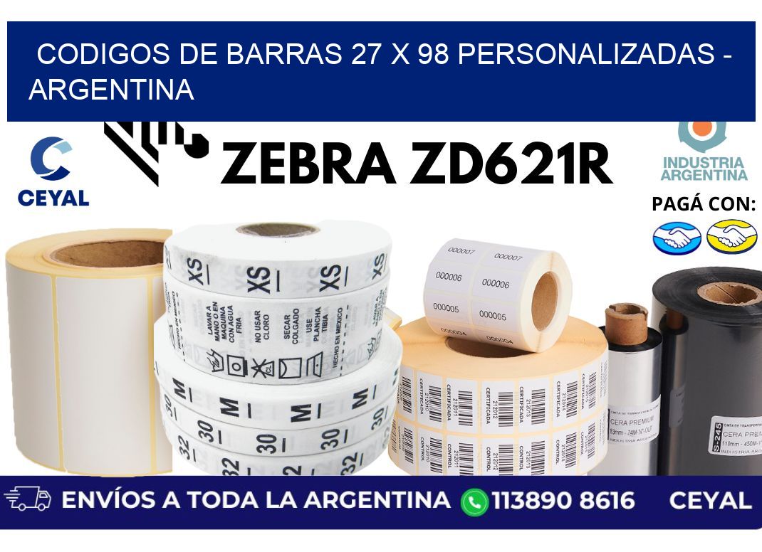 codigos de barras 27 x 98 personalizadas - Argentina