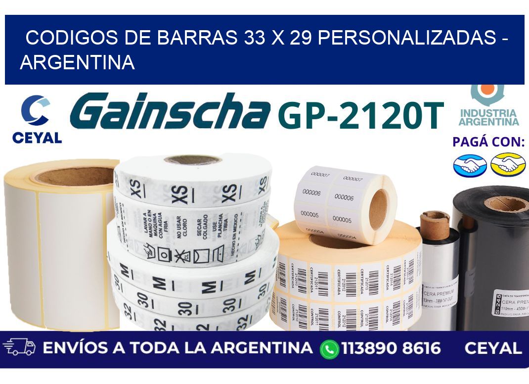 codigos de barras 33 x 29 personalizadas – Argentina