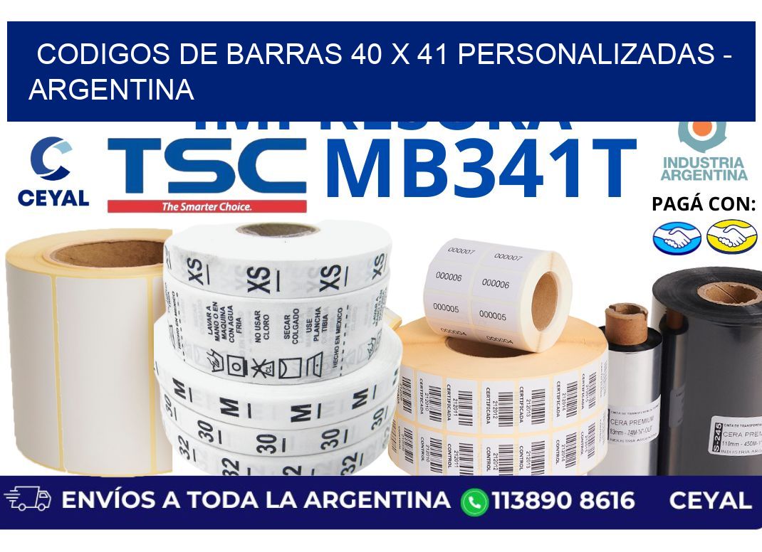 codigos de barras 40 x 41 personalizadas - Argentina