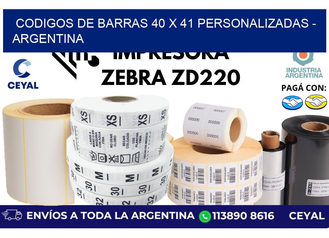 codigos de barras 40 x 41 personalizadas - Argentina