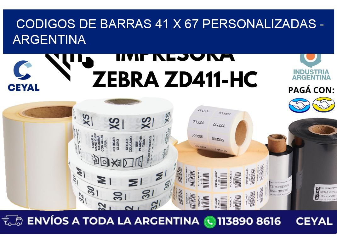 codigos de barras 41 x 67 personalizadas – Argentina