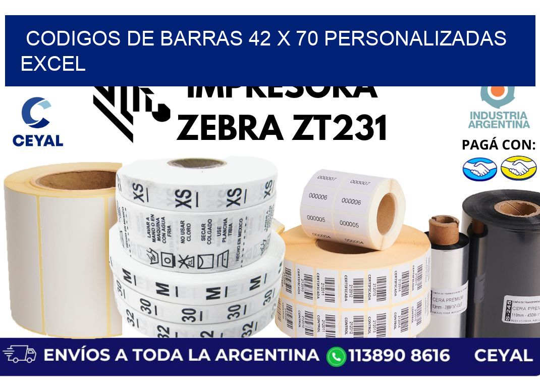 codigos de barras 42 x 70 personalizadas excel