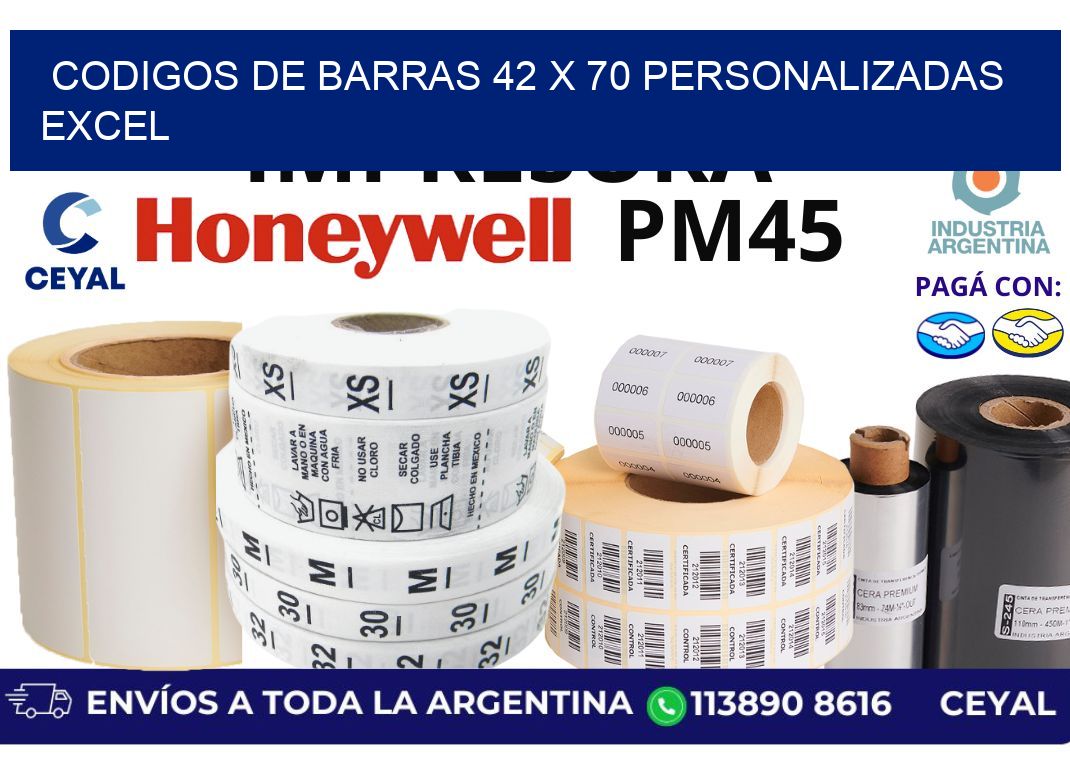 codigos de barras 42 x 70 personalizadas excel