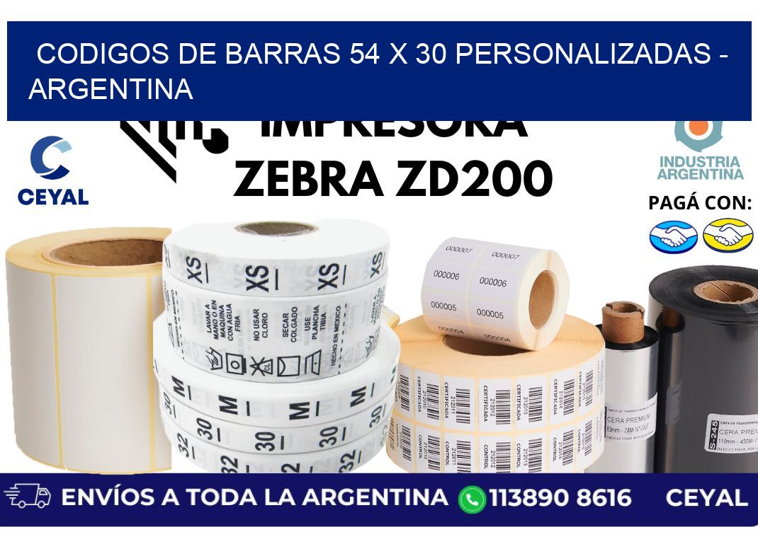 codigos de barras 54 x 30 personalizadas - Argentina