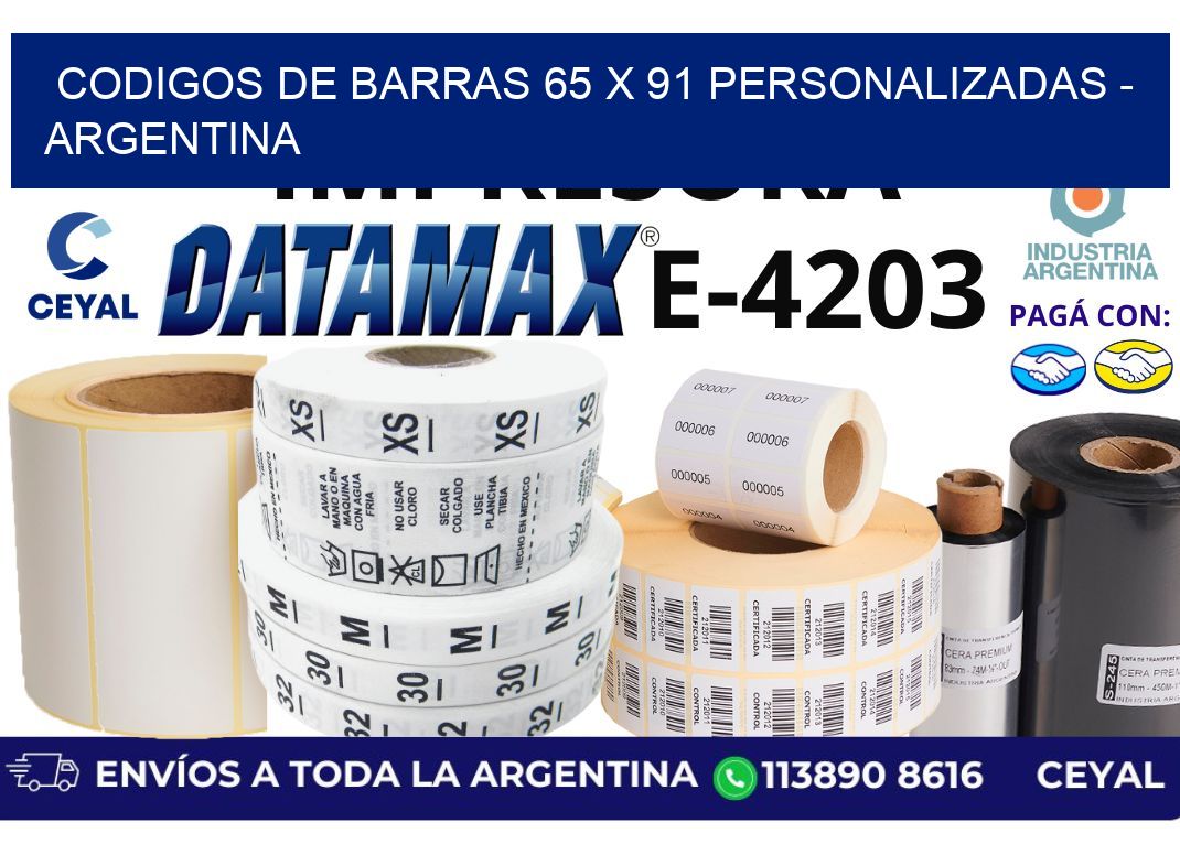 codigos de barras 65 x 91 personalizadas - Argentina