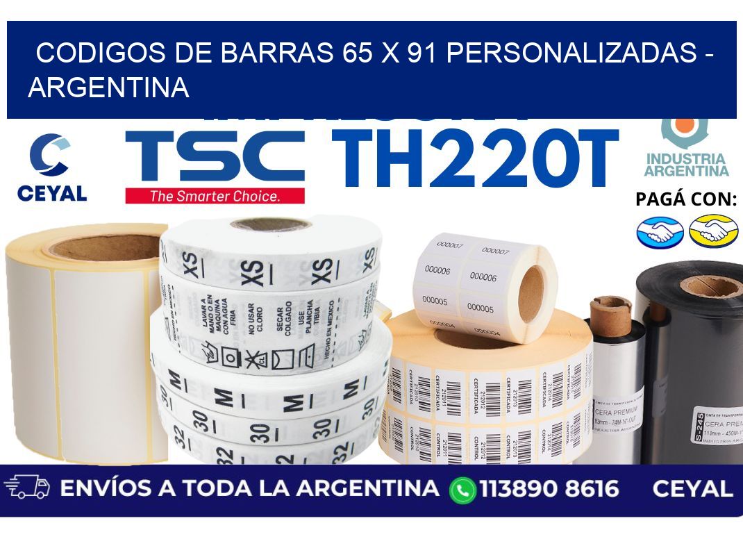 codigos de barras 65 x 91 personalizadas – Argentina