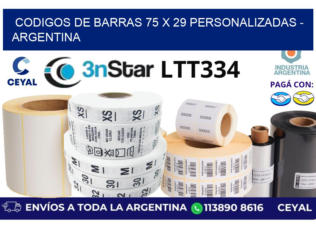 codigos de barras 75 x 29 personalizadas - Argentina