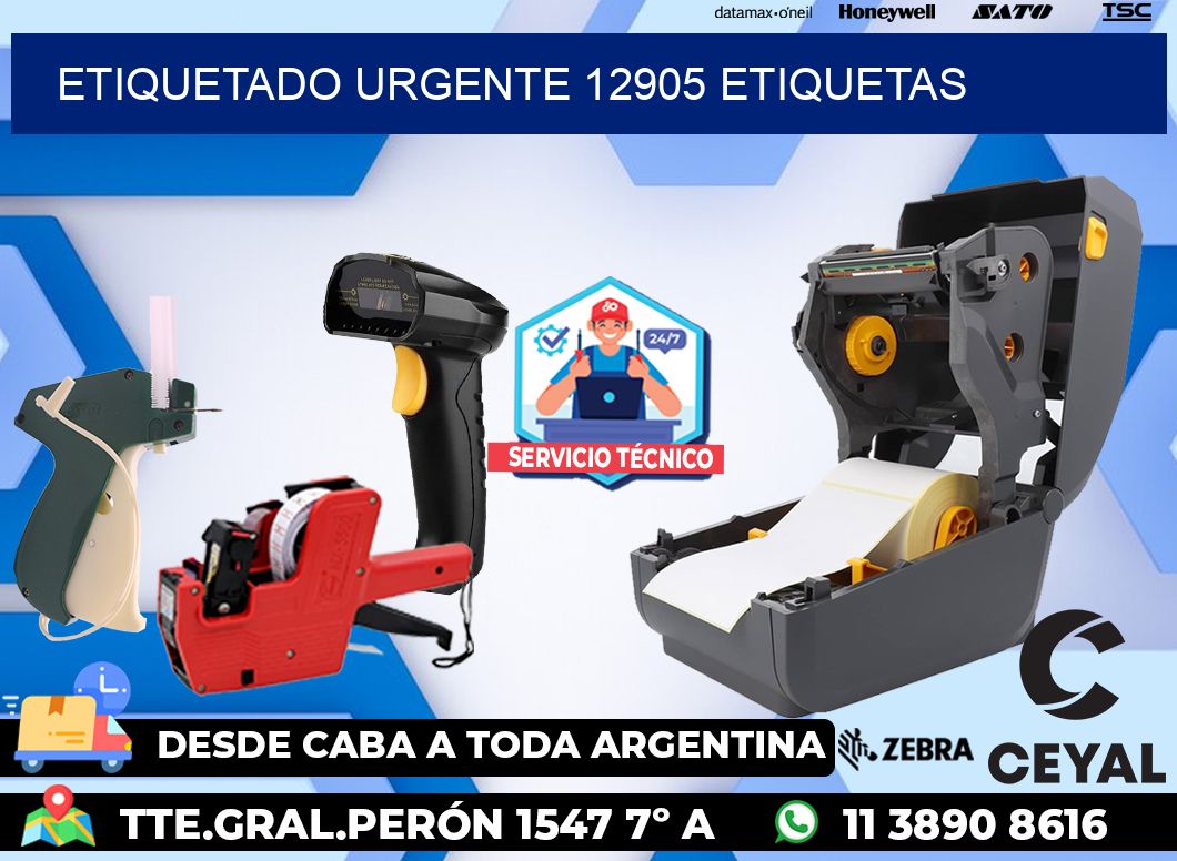 etiquetado urgente 12905 etiquetas