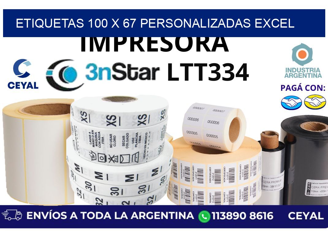 etiquetas 100 x 67 personalizadas excel