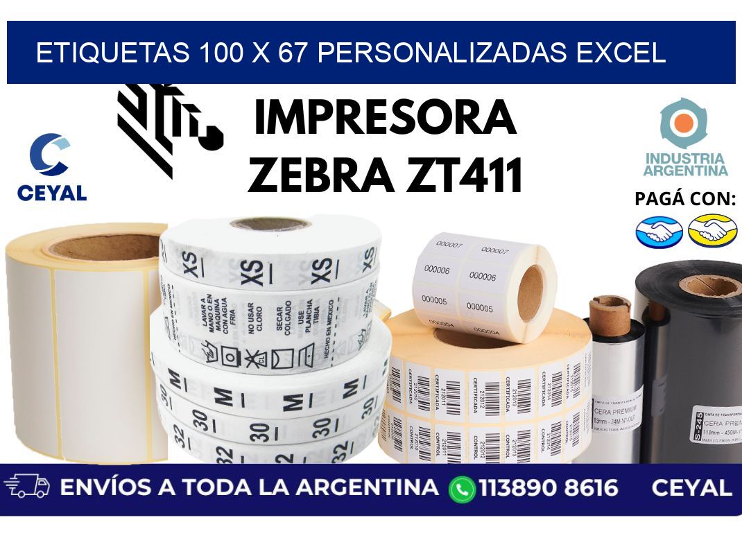 etiquetas 100 x 67 personalizadas excel