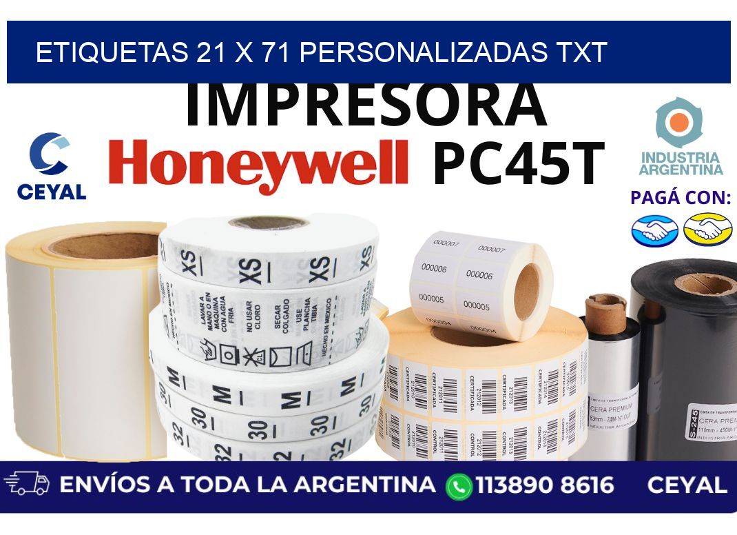 etiquetas 21 x 71 personalizadas txt