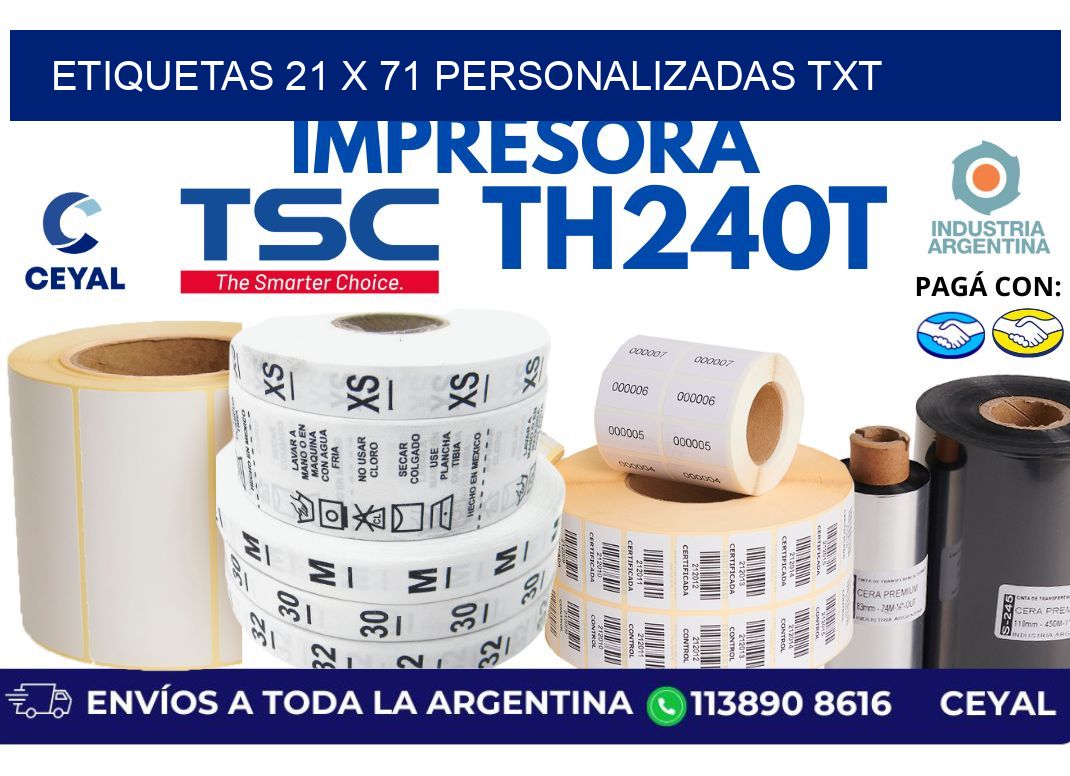 etiquetas 21 x 71 personalizadas txt