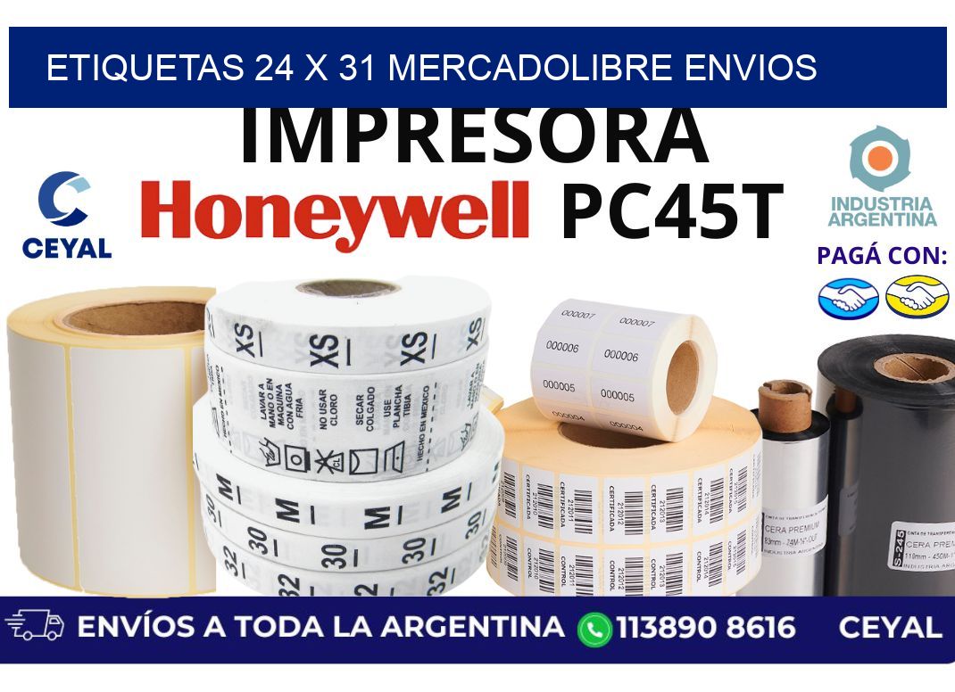 etiquetas 24 x 31 mercadolibre envios