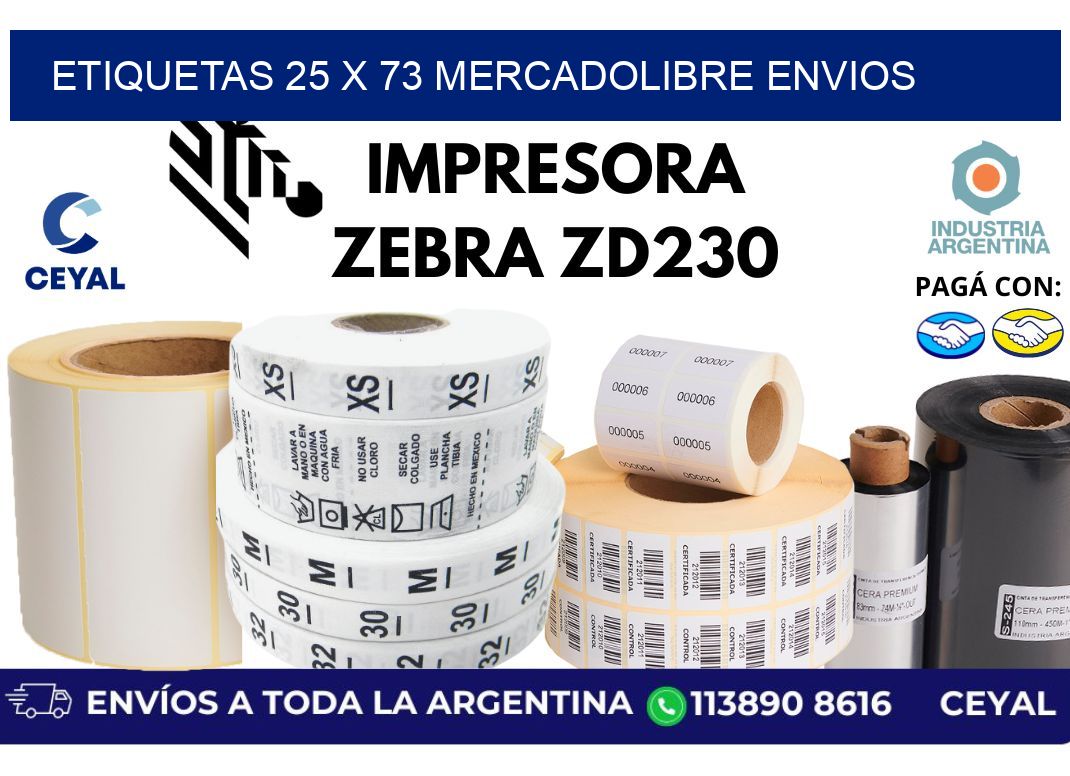 etiquetas 25 x 73 mercadolibre envios