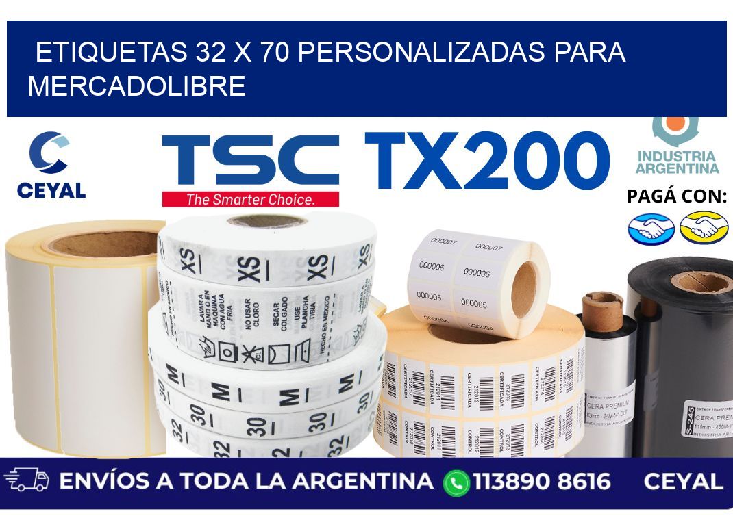 etiquetas 32 x 70 personalizadas para mercadolibre