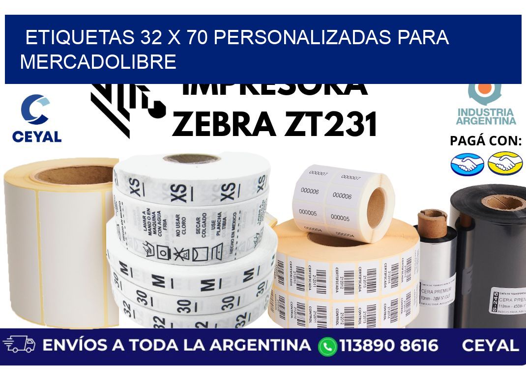 etiquetas 32 x 70 personalizadas para mercadolibre