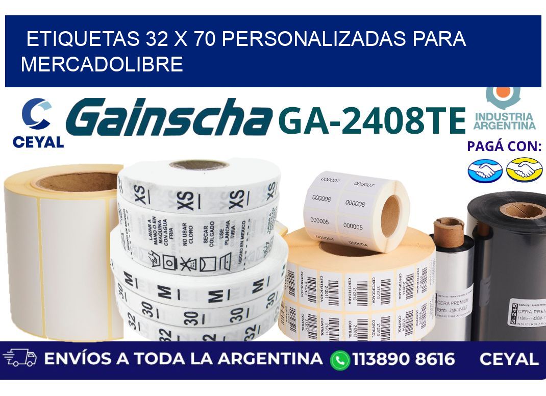 etiquetas 32 x 70 personalizadas para mercadolibre