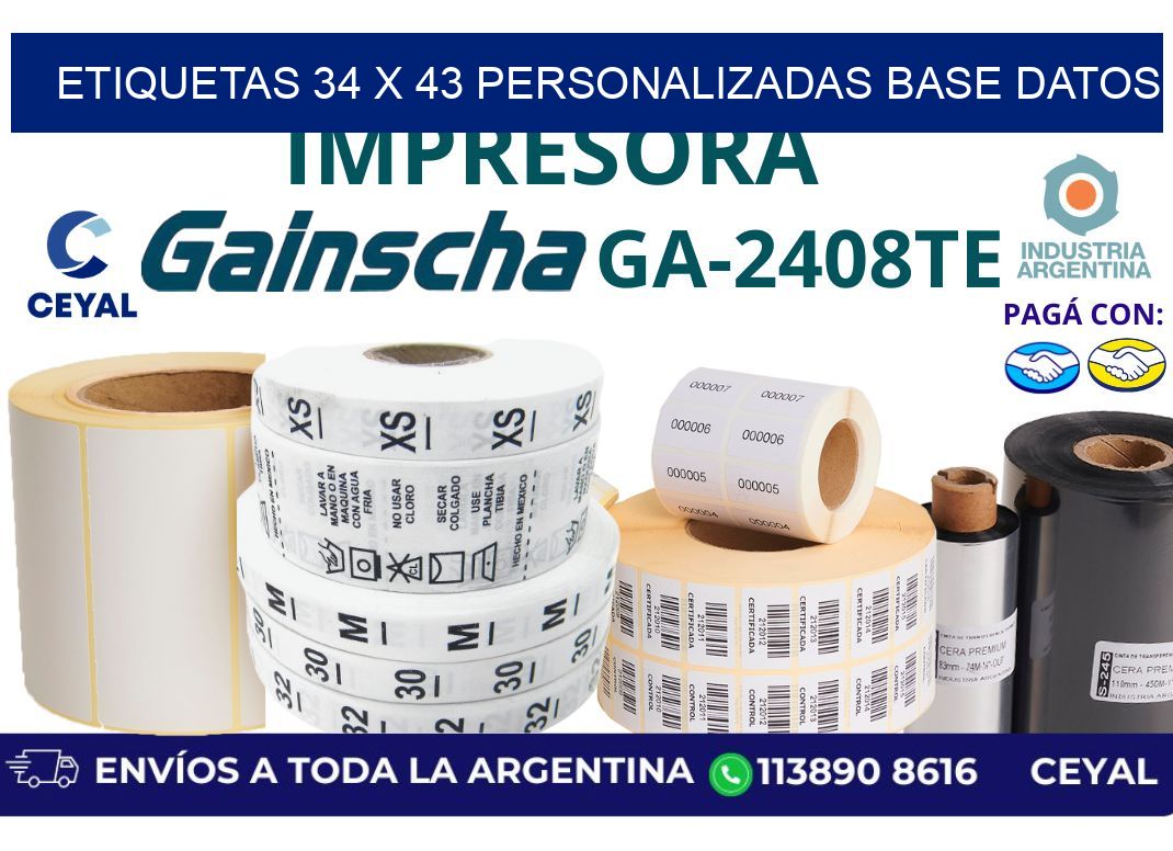 etiquetas 34 x 43 personalizadas base datos