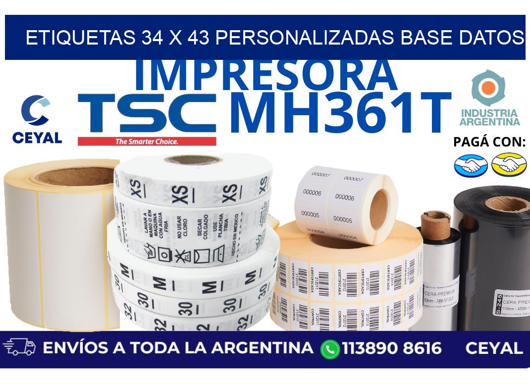 etiquetas 34 x 43 personalizadas base datos