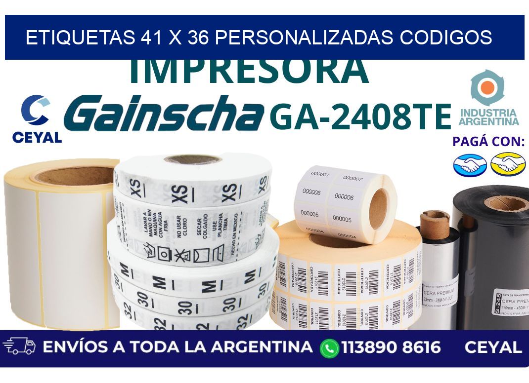 etiquetas 41 x 36 personalizadas codigos