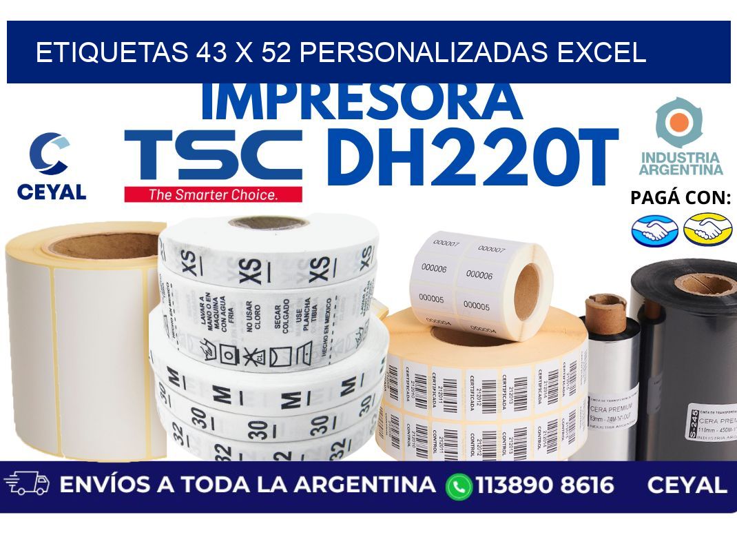 etiquetas 43 x 52 personalizadas excel
