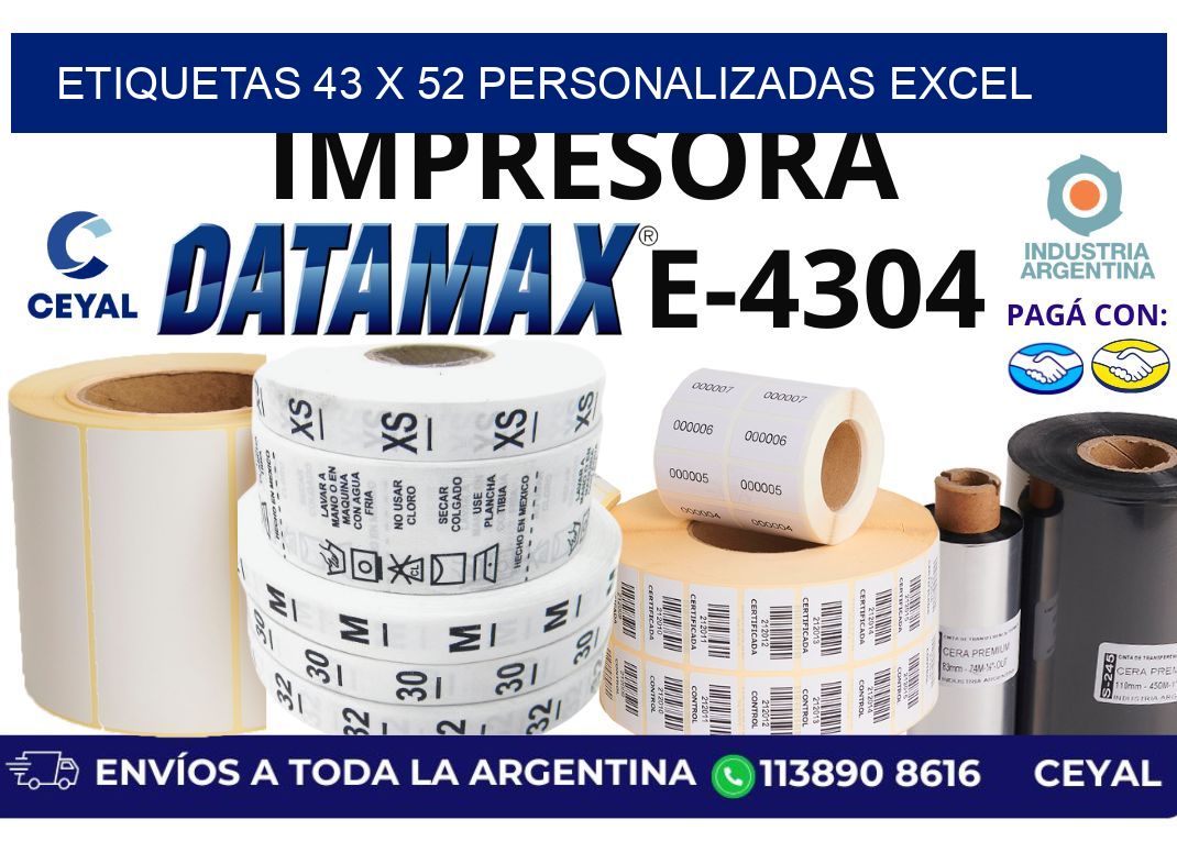 etiquetas 43 x 52 personalizadas excel