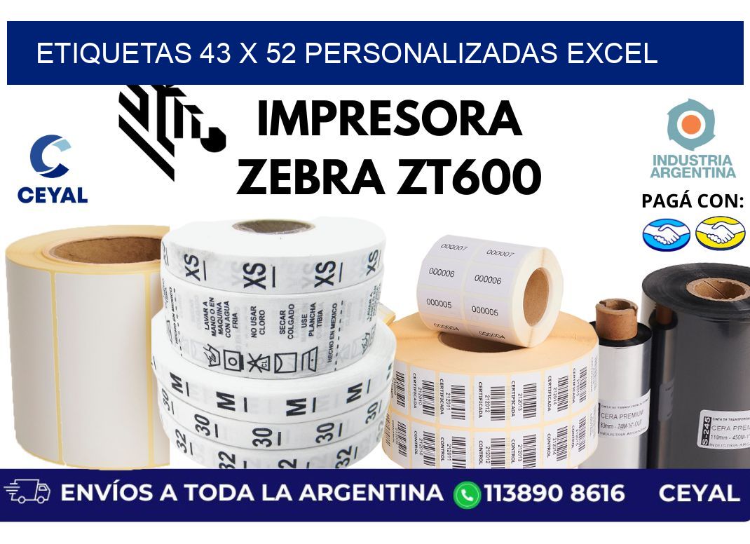 etiquetas 43 x 52 personalizadas excel