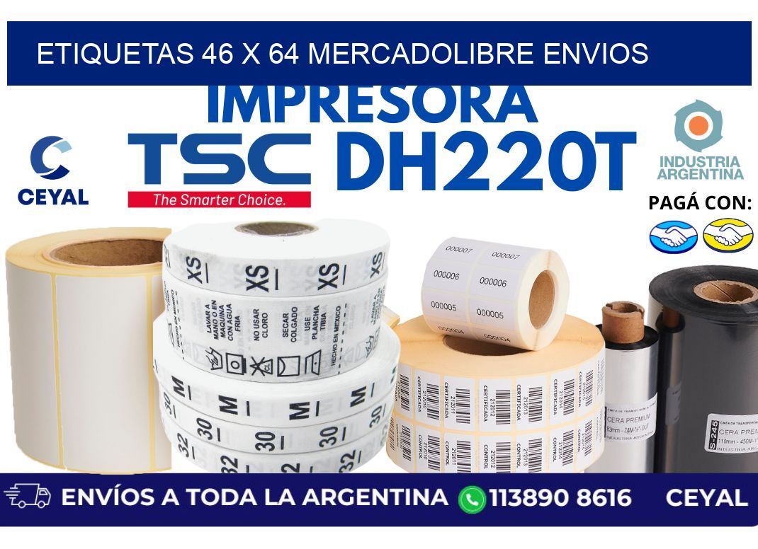 etiquetas 46 x 64 mercadolibre envios