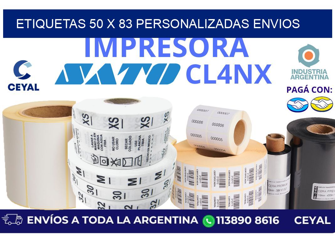 etiquetas 50 x 83 personalizadas envios