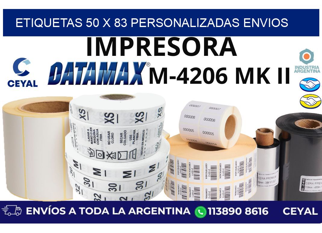 etiquetas 50 x 83 personalizadas envios