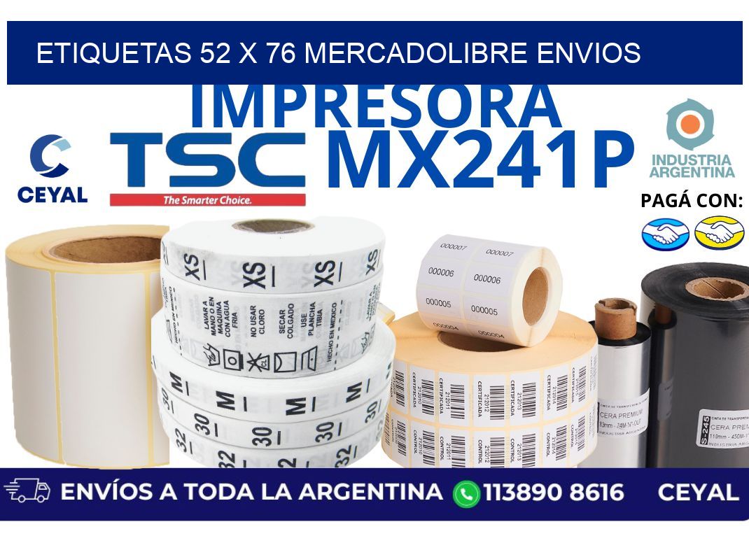 etiquetas 52 x 76 mercadolibre envios