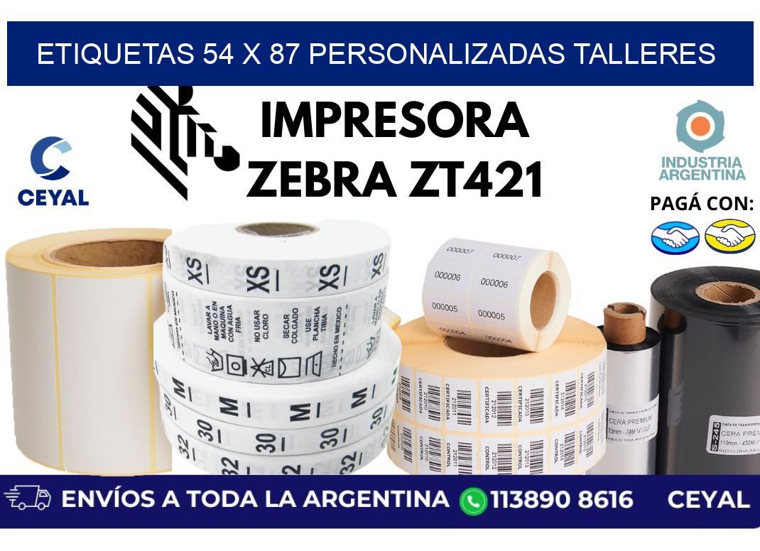 etiquetas 54 x 87 personalizadas talleres
