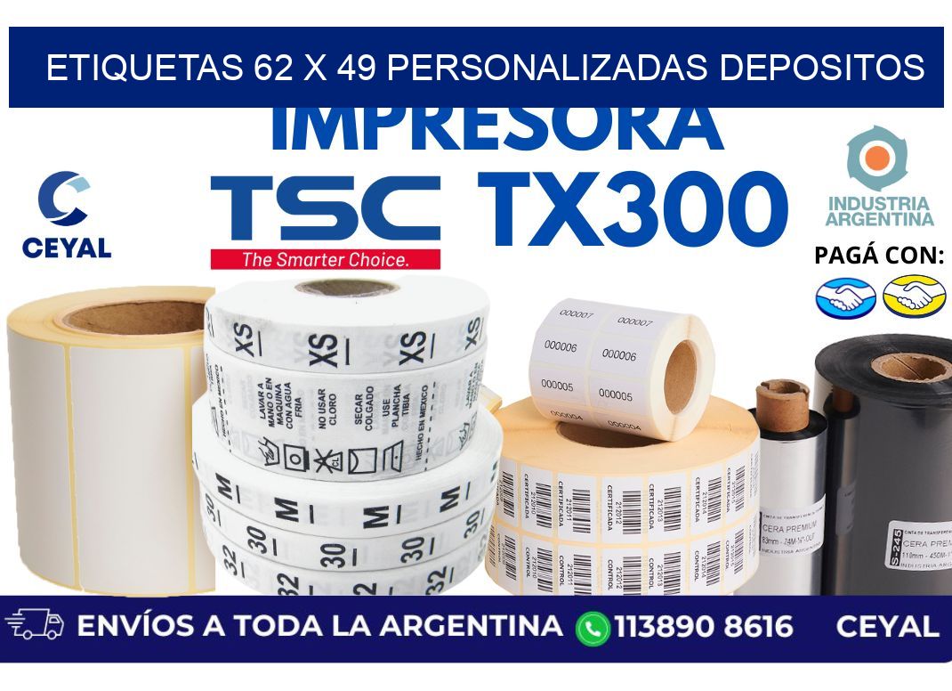 etiquetas 62 x 49 personalizadas depositos