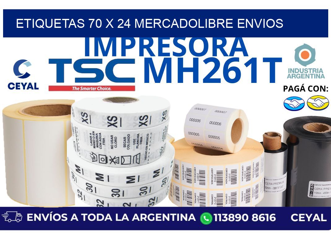 etiquetas 70 x 24 mercadolibre envios