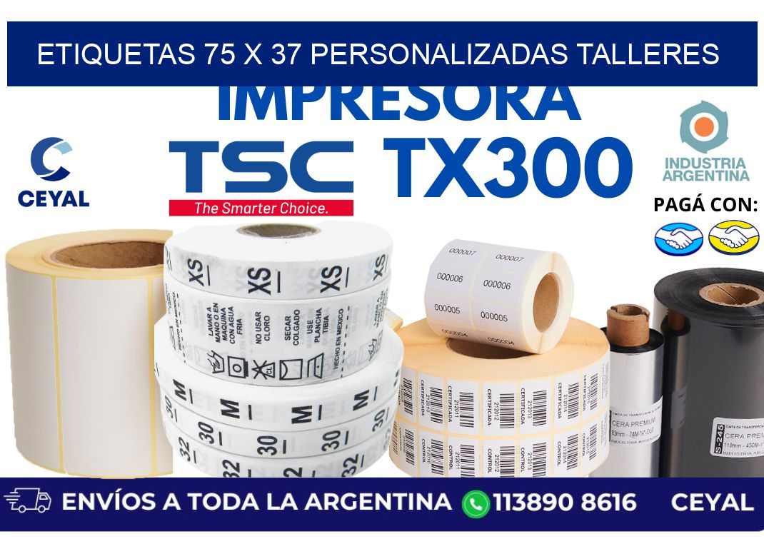 etiquetas 75 x 37 personalizadas talleres