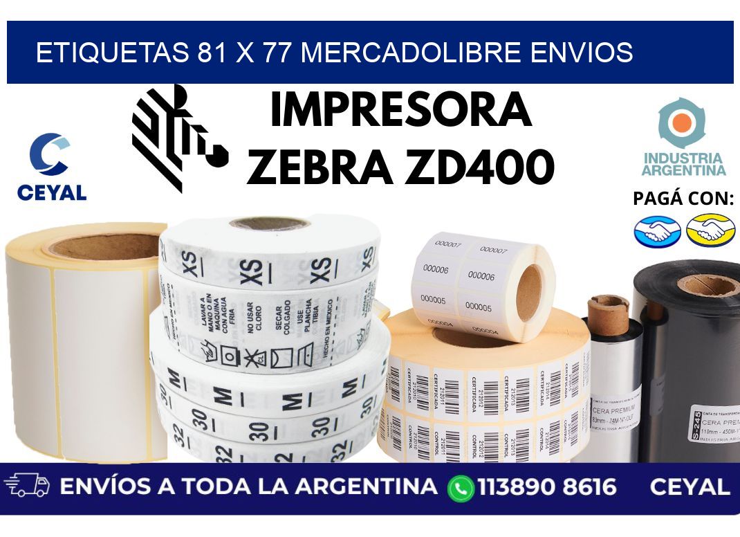 etiquetas 81 x 77 mercadolibre envios