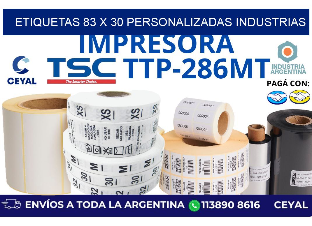 etiquetas 83 x 30 personalizadas industrias