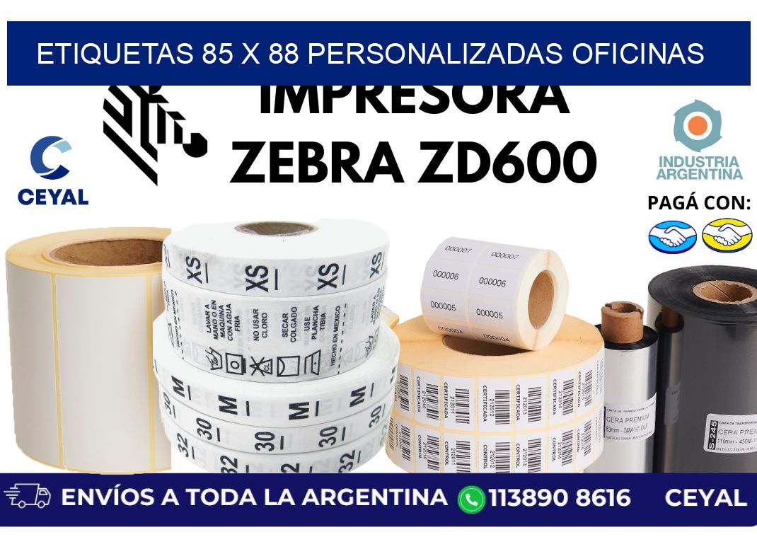 etiquetas 85 x 88 personalizadas oficinas