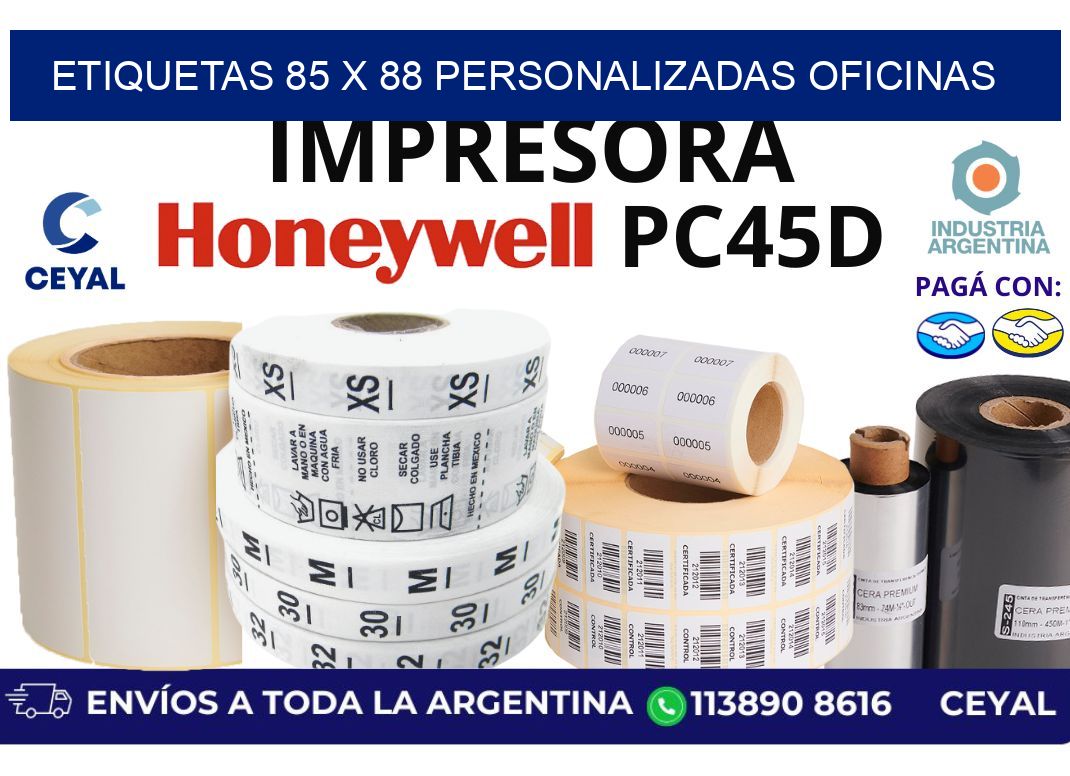 etiquetas 85 x 88 personalizadas oficinas