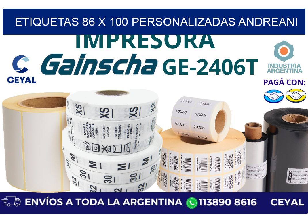 etiquetas 86 x 100 personalizadas andreani