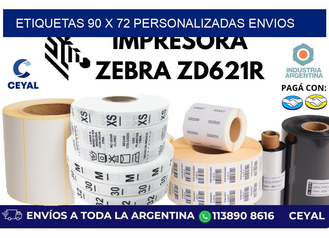 etiquetas 90 x 72 personalizadas envios