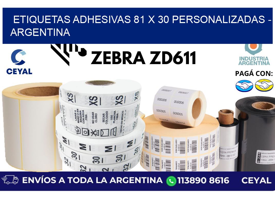 etiquetas adhesivas 81 x 30 personalizadas - Argentina