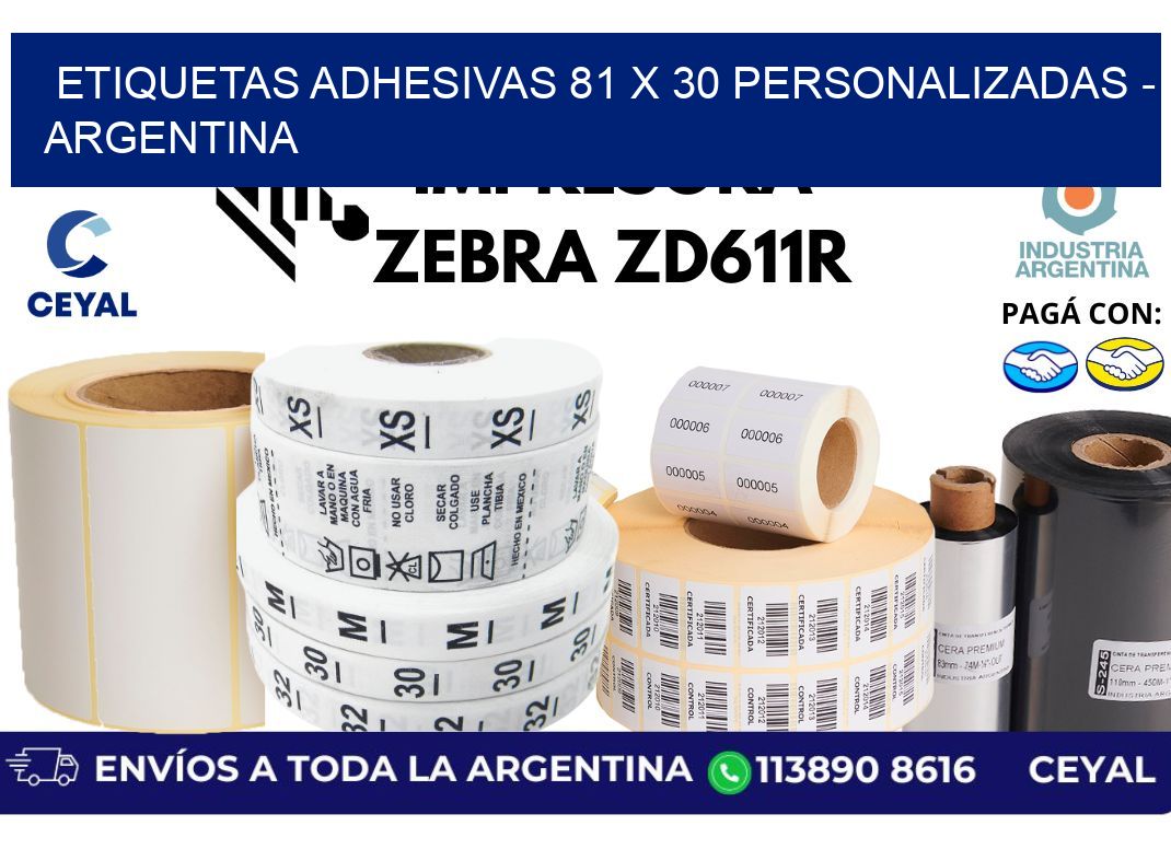 etiquetas adhesivas 81 x 30 personalizadas - Argentina