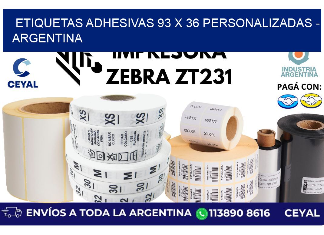 etiquetas adhesivas 93 x 36 personalizadas - Argentina