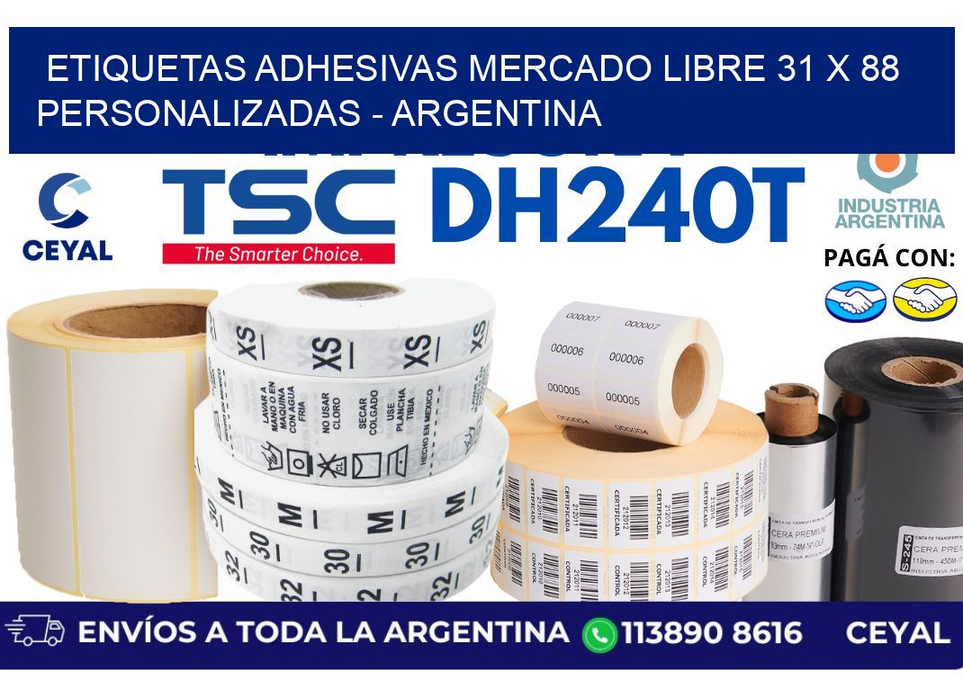 etiquetas adhesivas mercado libre 31 x 88 personalizadas - Argentina