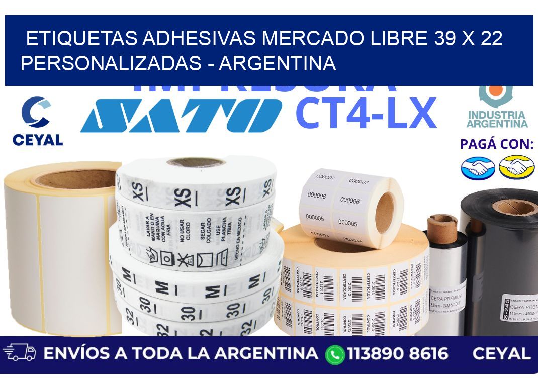etiquetas adhesivas mercado libre 39 x 22 personalizadas – Argentina