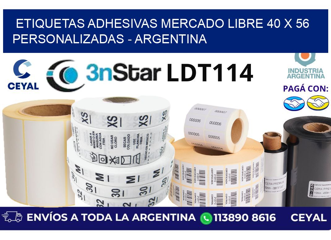 etiquetas adhesivas mercado libre 40 x 56 personalizadas - Argentina