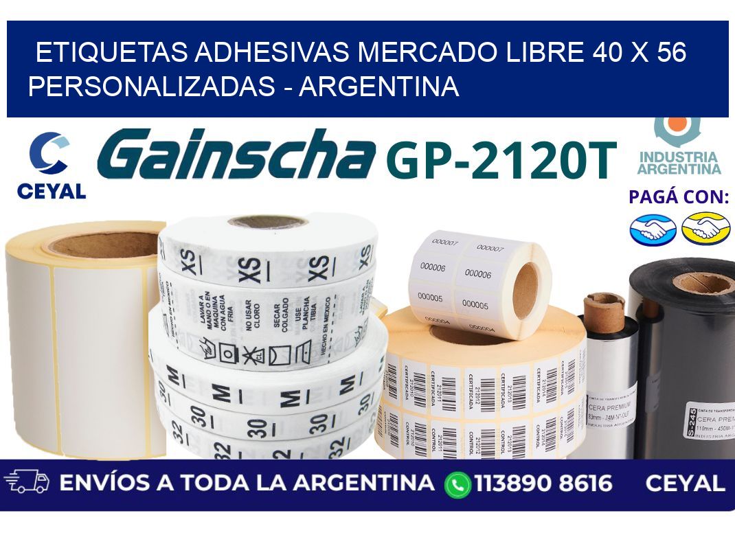 etiquetas adhesivas mercado libre 40 x 56 personalizadas – Argentina
