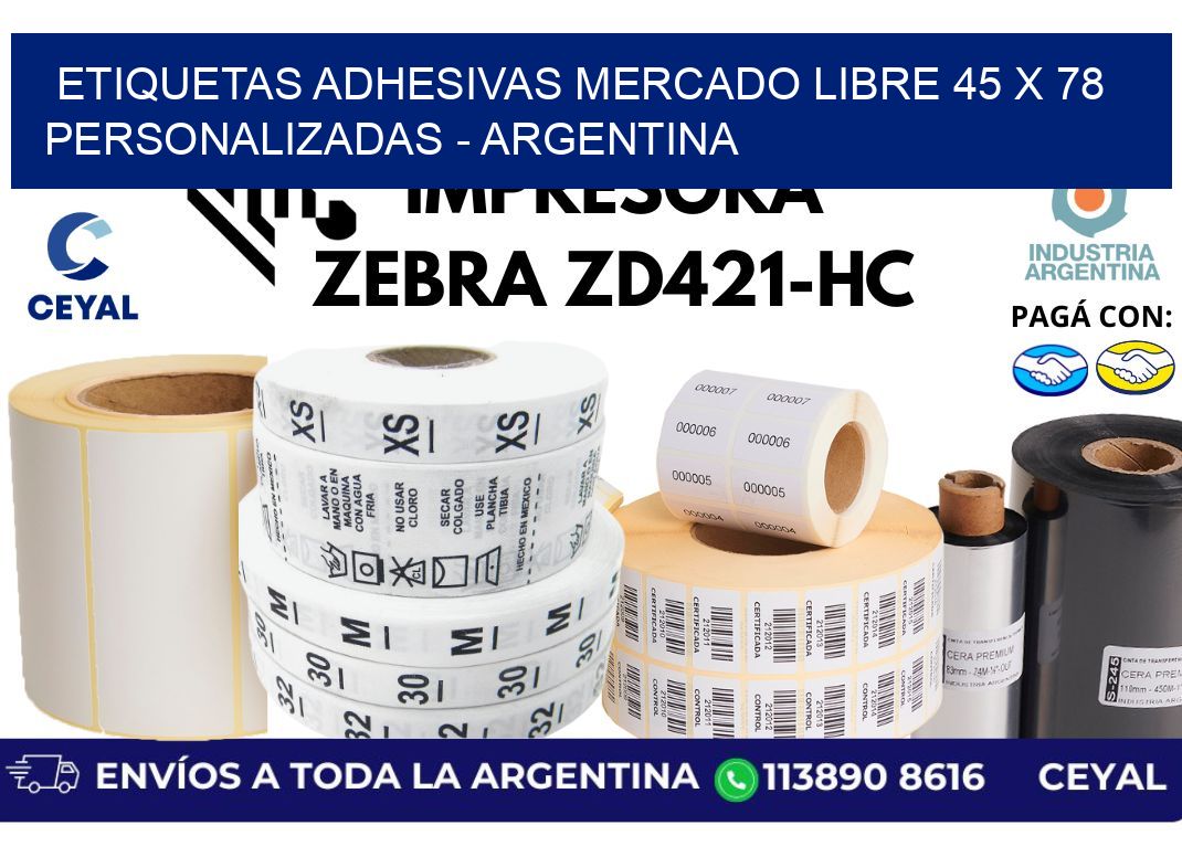etiquetas adhesivas mercado libre 45 x 78 personalizadas - Argentina